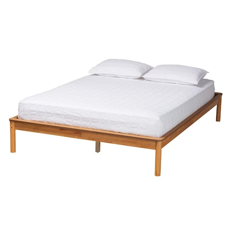 Baxton Studio Efren Mid-Century Modern Honey Oak Finished Wood Queen Size Bed Frame 236-12785-ZORO